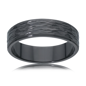 Black zirconium Dark Bark wedding band with a deep bark-inspired surface texture.