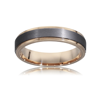 Tantalum Rose Frame band with a dark tantalum centre and rose-gold borders and inner band.
