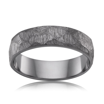 Grey Diagonal File wedding band with a diagonal textured surface, shown by Anny’s with tantalum as its default material.