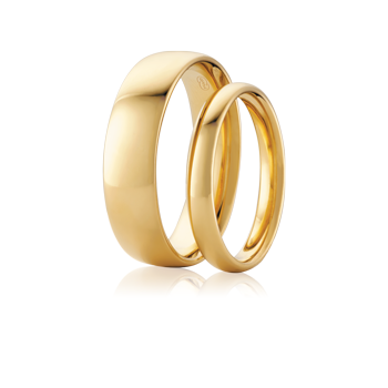 Two yellow-gold-coloured Original Comfort Wedder bands in the Anny’s catalogue image.
