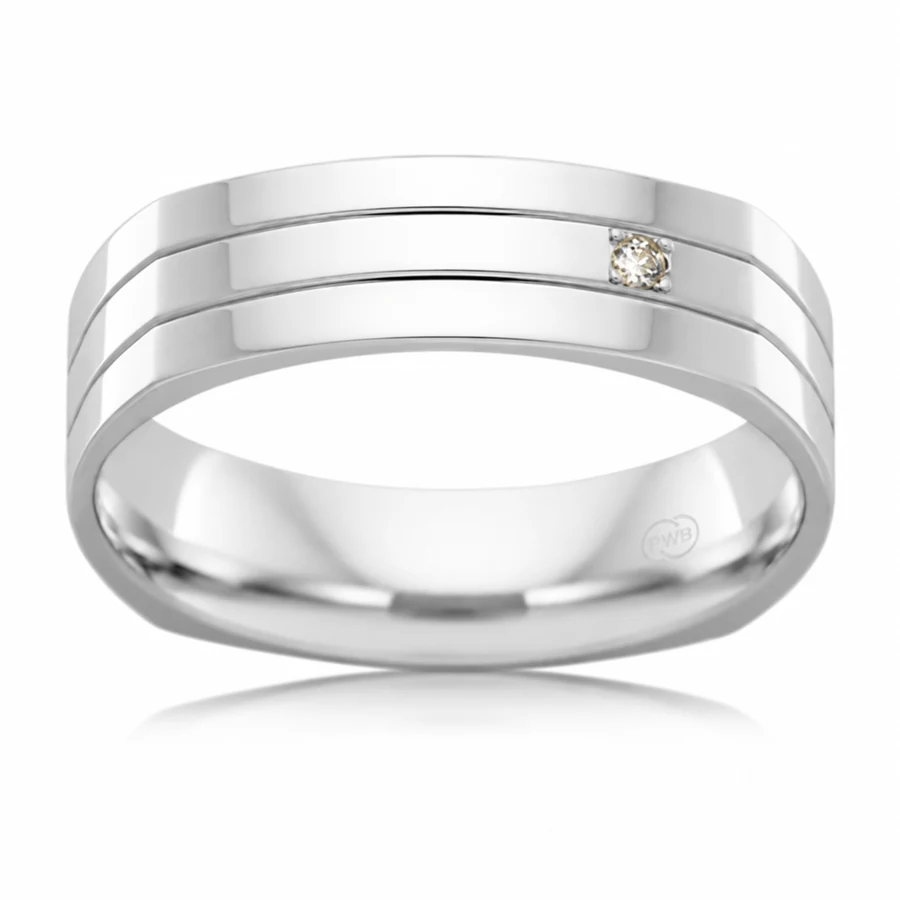 Diamond Solitaire Facet in 9kt White Gold, colour preview