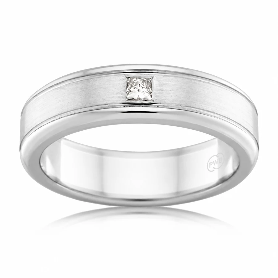 Square Diamond Solitaire in 9kt White Gold, colour preview