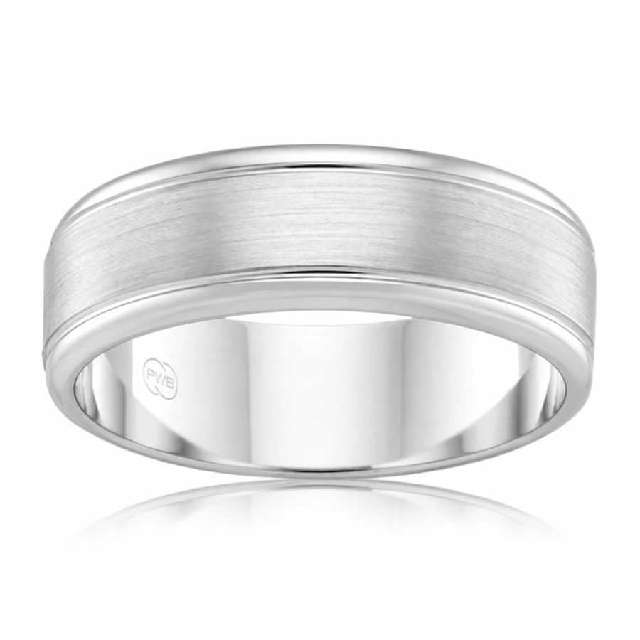 Faceted Groove in 9kt White Gold, colour preview