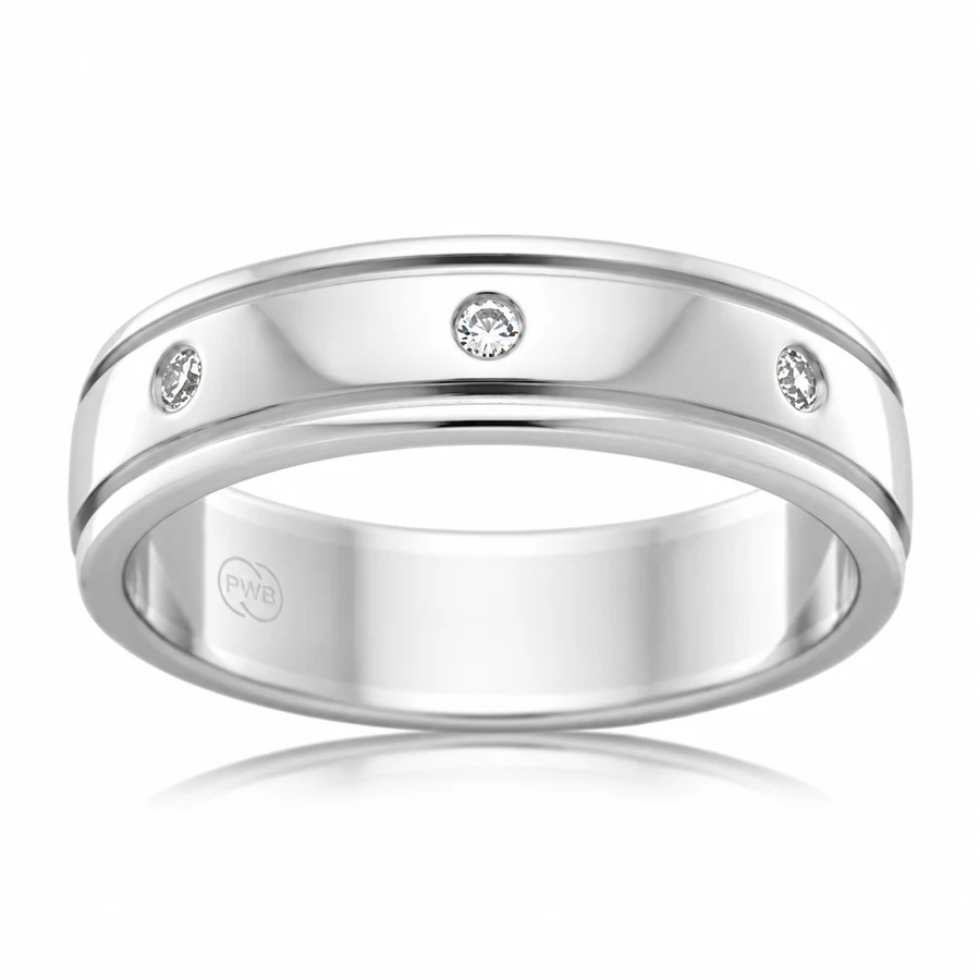 Rounded Diamond Trio in 9kt White Gold, colour preview