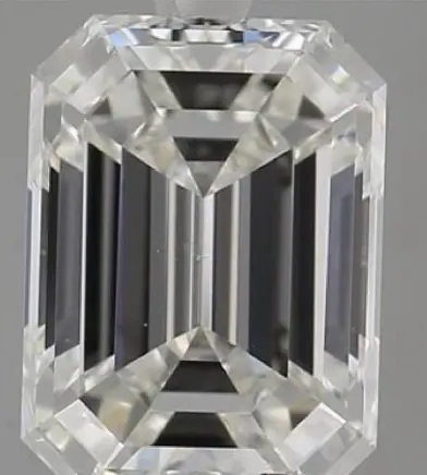Bad emerald cut diamond with visible inclusions