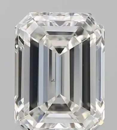 Bad emerald cut diamond with visible inclusions