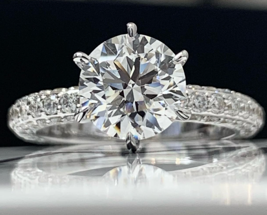 Round diamond ring close up