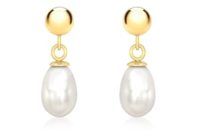 Pearl Oval Stud Earrings