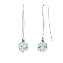 0.25ct Cluster Round Halo Stud Drop Earring