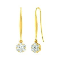 0.25ct Cluster Round Halo Stud Drop Earring