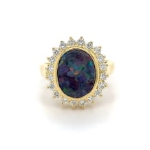 2.0ct Black Opal + 0.50ct Dia Halo