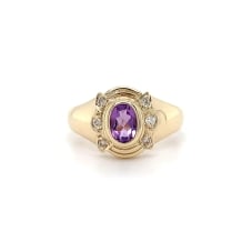 9kt YG Amethyst Dia Ring