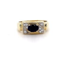 9kt YG Aus Sapphire Dia Ring