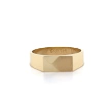 9kt YG Patt GTS Flat Top Signet Ring