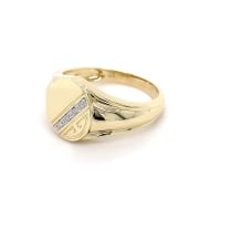 9kt YG Gents Oval Dia Signet