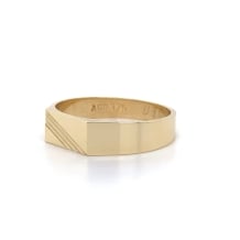 9kt YG GTS Patt Flat Top Signet Ring