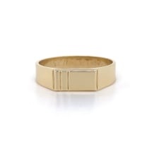 9kt YG Patt Flat Top Signet Ring