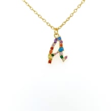 A Multicolour Cubic Zirconia SS Gold-Plated Pendant and Chain