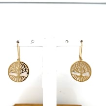 9KT YG TREE OF LIFE SHEPHARD HOOL EARRING WITH MOTHER OF PEARL
