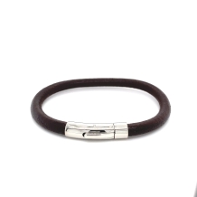 22cm Round Leather Steel Clasp Bracelet