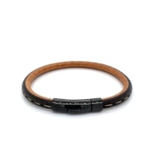 22cm Italian Leather Strip IPB Clasp Bracelet