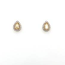 0.94ct Yellow Dia Pear Halo Earring  18kt