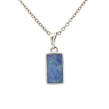 SS Bldr Dblt Opal Rectangle Pendant