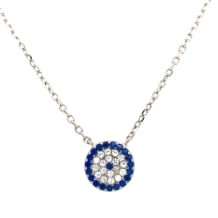 Blue & White CZ SS Pendant Chain