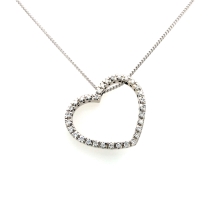 18K WG Large Sliding Diamond 0.48ct Heart Pendant