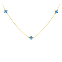 9K YG TURQUOISE PETAL NECKLACE  41+2.5cm