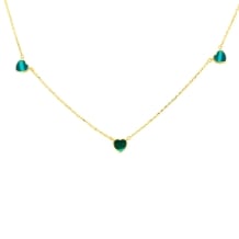 9K YG MALACHITE HEART NECKLACE 41+2.5cm