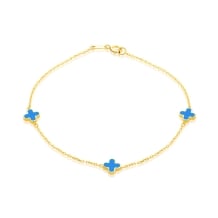 9K YG TURQUOISE PETAL BRACELET 19cm