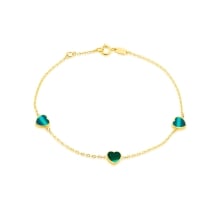 9K YG MALACHITE HEART BRACELET 19cm