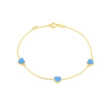 9K YG TURQUOISE HEART BRACELET 19cm