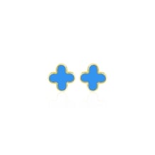 9K YG TURQUOISE PETAL STUD
