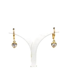 9K YG CZ Heart Bezel Set Continuous Hook Earrings