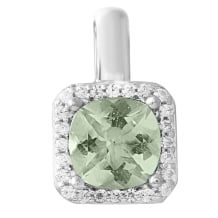 Green Amethyst Diamond Halo Pendant