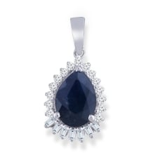 Sapphire Pear Shape Halo Pendant