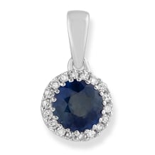 Dark Sapphire Round Halo Pendant