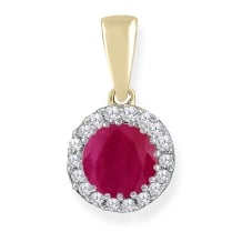 Ruby Round Halo Pendant