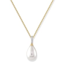 Fresh water Oval Pearl Diamond Drop Pendant