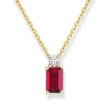 Emerald Shape Ruby Solitaire Pendant