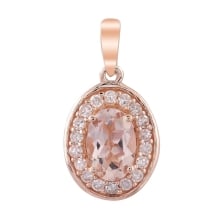 Morganite Oval Halo Pendant