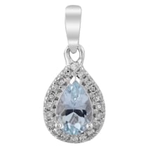 Aquamarine Pear Halo Pendant