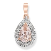 Morganite Pear Halo Pendant