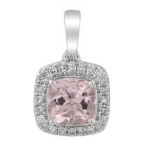 Morganite Cushion Halo Pendant