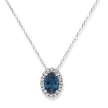 Blue Topaz Oval Halo Pendant